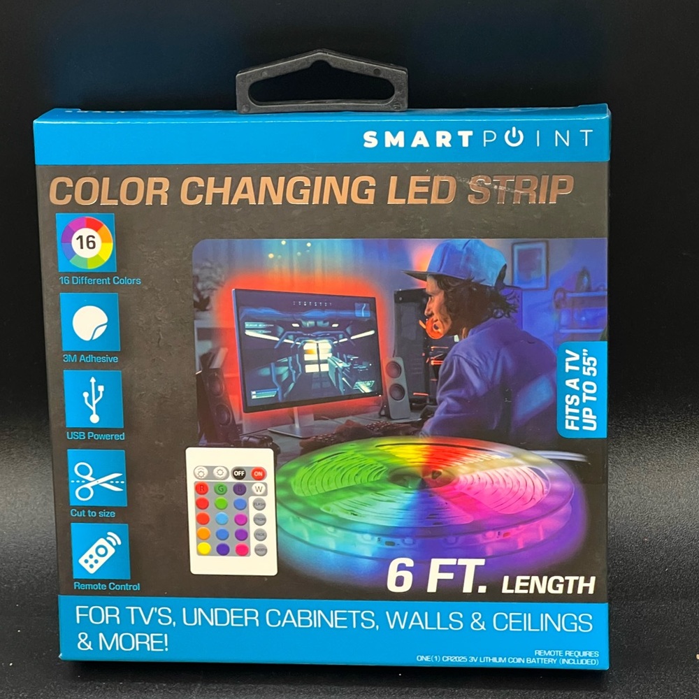 Smartpoint Color Changing LED Strip with Remote 6 Foot- NIB